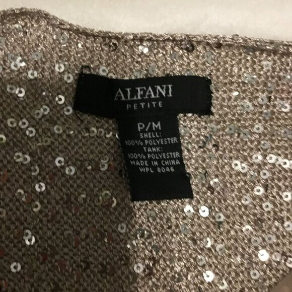 Alfani Petite Sequined Sweater Drop Shoulder Women's Size Medium Petite in Taupe - Picture 10 of 11